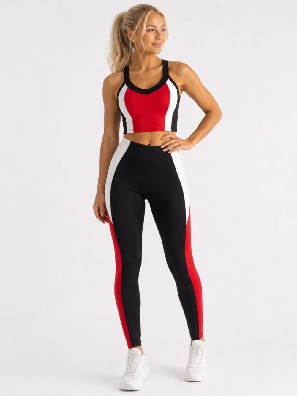 Better Be Red Black Ribbed Leggings & Cropped Tank Athletic Set S/P